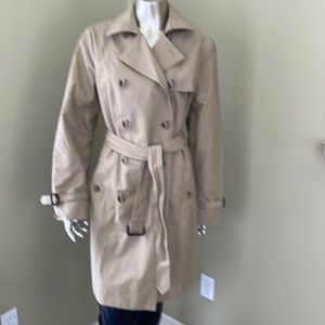 Eddie Bauer Tan Khaki Belted Classic Double Breasted Trench Coat Size L